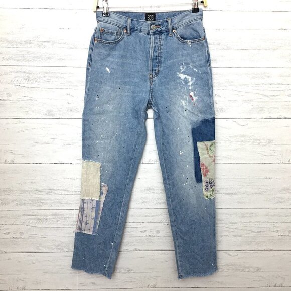 BDG Jeans Urban Outfitters Straight Leg Button Fly Patchwork Paint Splatter 26 - Picture 1 of 12